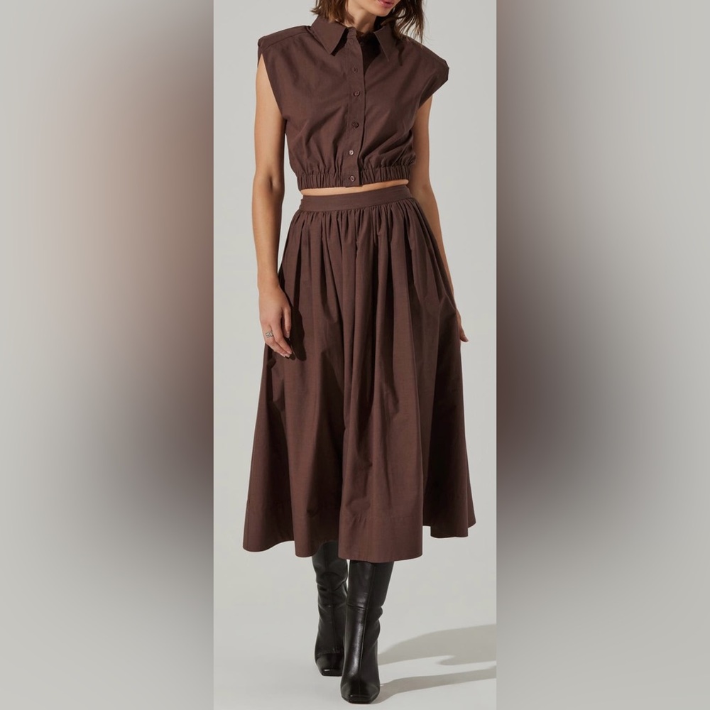 ASTR Diandra Cotton Blend Midi Skirt